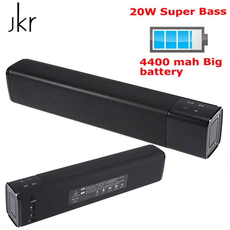 Bluetooth Колонка JKR Новая колонка с сабвуфером 20 Вт стереоколонка громким звуком
