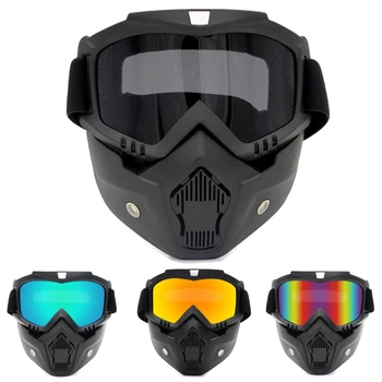

Motorcycle Goggles with Modular Detachable Mask Riding Helmet Airsoft Safety Goggles Face Mask Shield Multicolor Lens