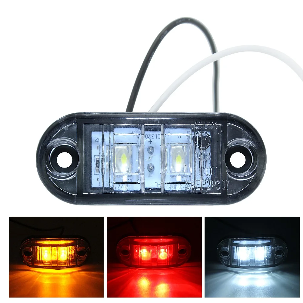 

6pcs 2 LED Truck Car Side Marker Light Warning Lamp 12V 24V Auto Tail Lamp Signal Light For Trailer Bus Lorry Van Turn Signal
