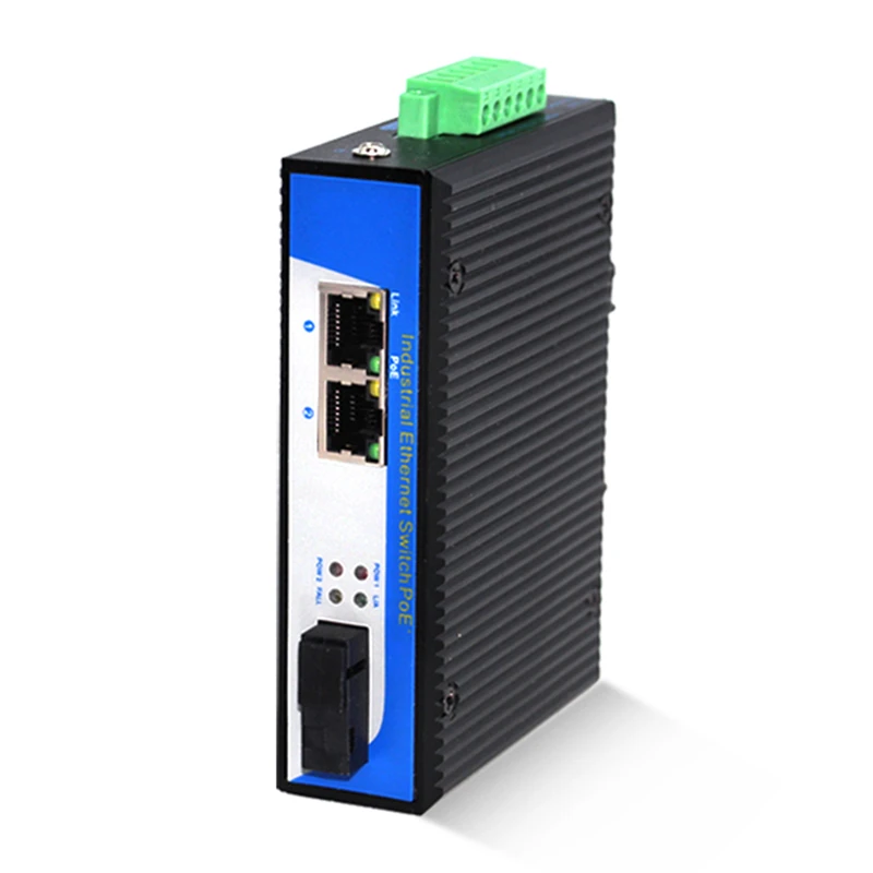 100 м промышленный переключатель 2 порты и разъёмы 10/100Base TX к 100Base FX промышленных POE