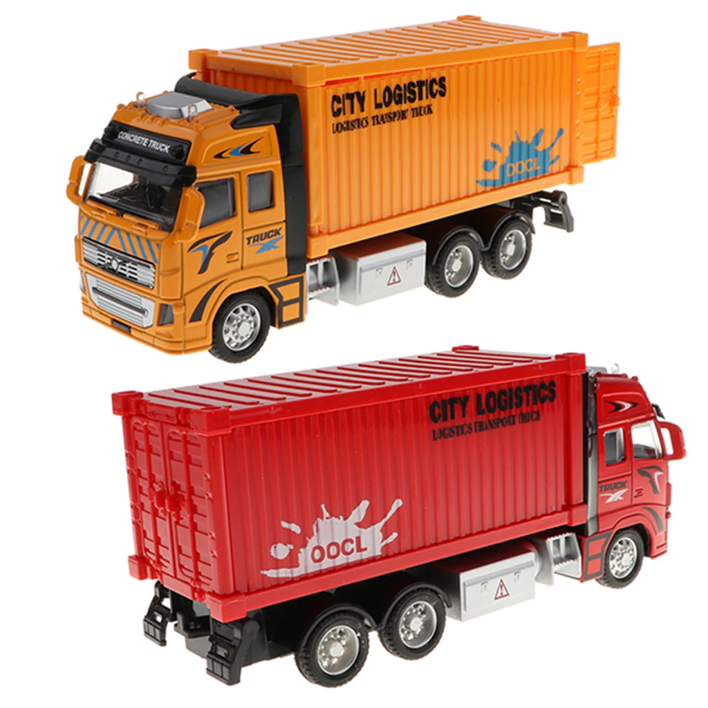 1:18 Scale Diecast Container Truck Construction Vehicle Car Model Toy