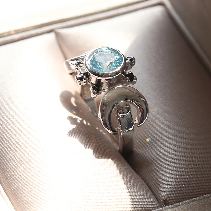 

European and American vintage Thai silver moonstone ring National wind Zircon jewelry ring