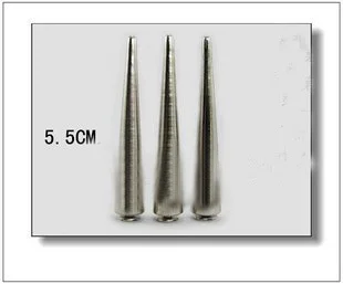 5 шт. 10*55 мм Серебряные Шипы в форме пули конусные штифты, заклепки для кожи DIY готические панк стальные пятна remaches cuero заклепки для одежды