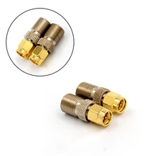 1PCS F Type Female Jack To SMA Male Plug Straight RF Coaxial Adapter F Connector To SMA Convertor Gold Tone