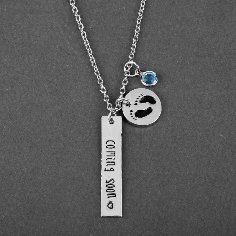 Coming Soon Baby footprint Necklace Mother Gift Crystal Pendants Necklaces Link Chain Charm Choker Fashion Jewelry | Украшения и