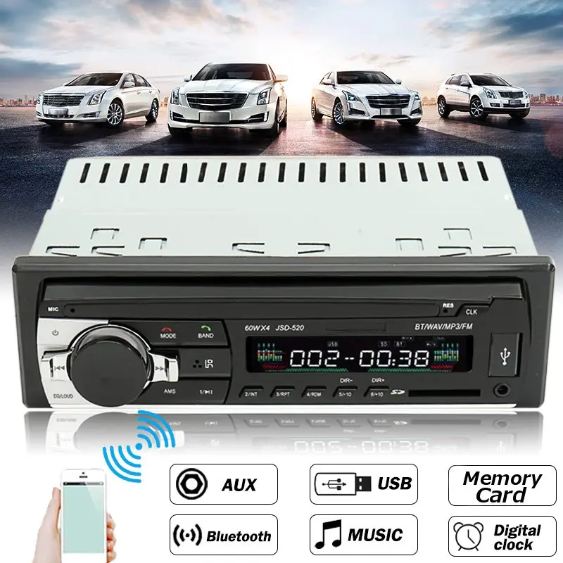 4,3 дюймов Автомобильный bluetooth стереонаушники 12 V 24 V In-Dash Aux Вход USB MP3 fm-радиоприемник JSD-520 bluetooth Тип w/Дистанционное Управление