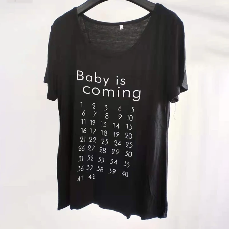 Беременности и родам футболку для близится к истечению принт Для женщин беременности и родам Костюмы беременных короткая футболка Лучшие студийные фоны для фотографирования фотосессии размера плюс