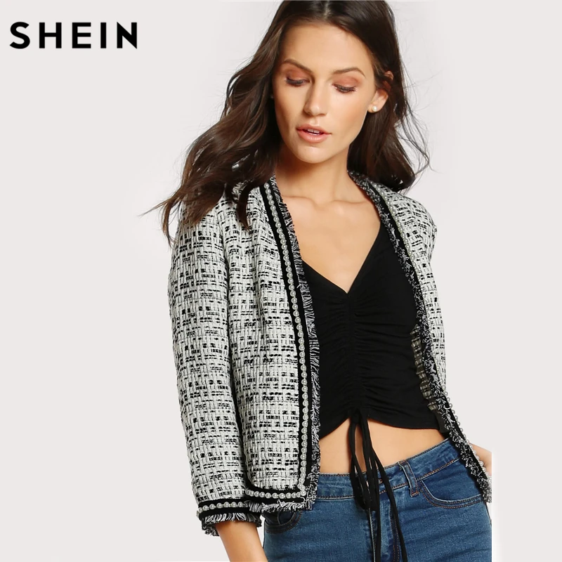 SHEIN Модный Блейзер С Бусинами Женский Осенний Элегантный Длинными Рукавами|blazer