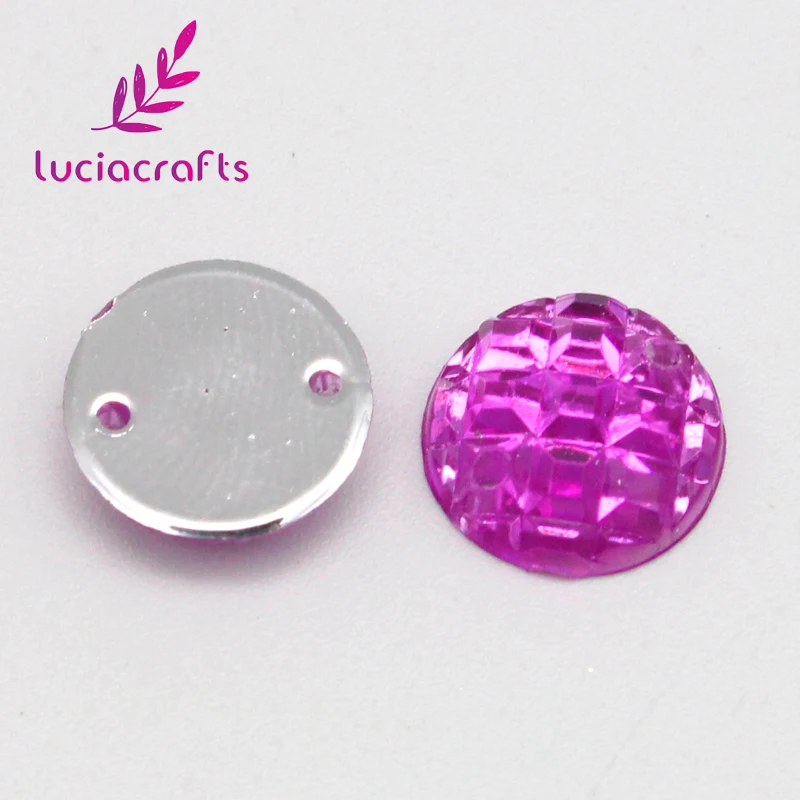 Lucia crafts, 50 шт./лот, круглые пришивные камни, акриловые стразы с плоской задней стороной, стразы для шитья, 10 мм, D1204