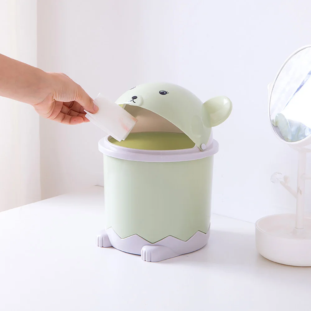

Household Office Supplies Creative Covered Mini Trash Can Desktop Plastic Bucket Dustbin Mini Waste Bins Desktop Dustbin