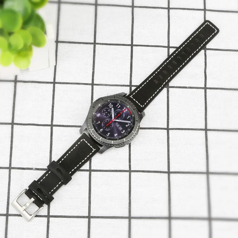 22 мм ремешок для часов Galaxy watch 46 мм samsung gear S3 Frontier браслет из натуральной кожи huawei часы gt ремешок Amazfit gtr 47 мм - Цвет ремешка: black B