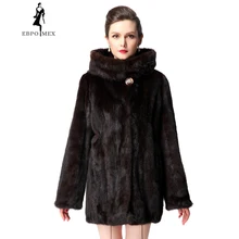 Short mink coat with hood,Fashion Slim Short mink coat,Genuine Leather,Brown,Mink fur coat from natural,women genuine fur coat