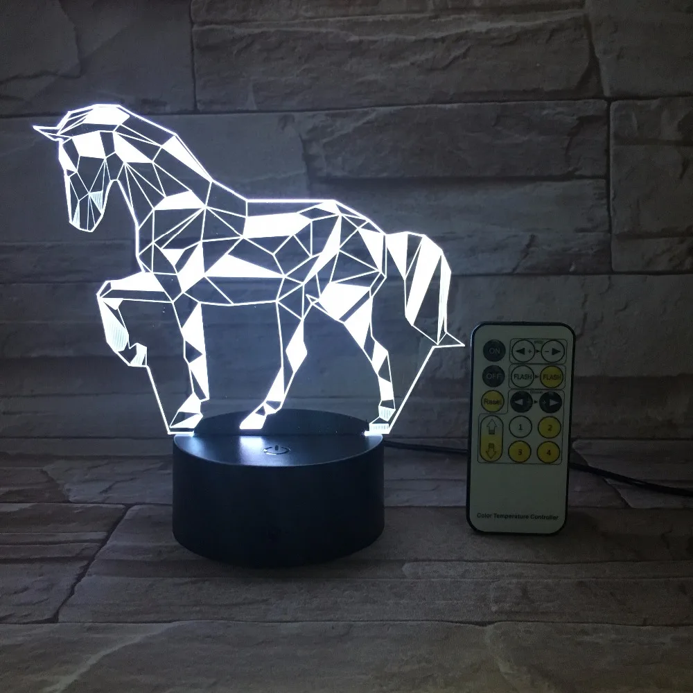  Remote Or Touch Switch Acrylic 3D Stereo Vision Lamp Horse Interior Decorative Lamp 7 Color Change  - 32836137802