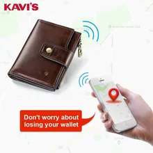 KAVIS Умный кошелек rfid натуральная кожа с сигнализацией GPS карта, Bluetooth сигнализация мужской кошелек высокого качества фирменный дизайн кошельки Walet