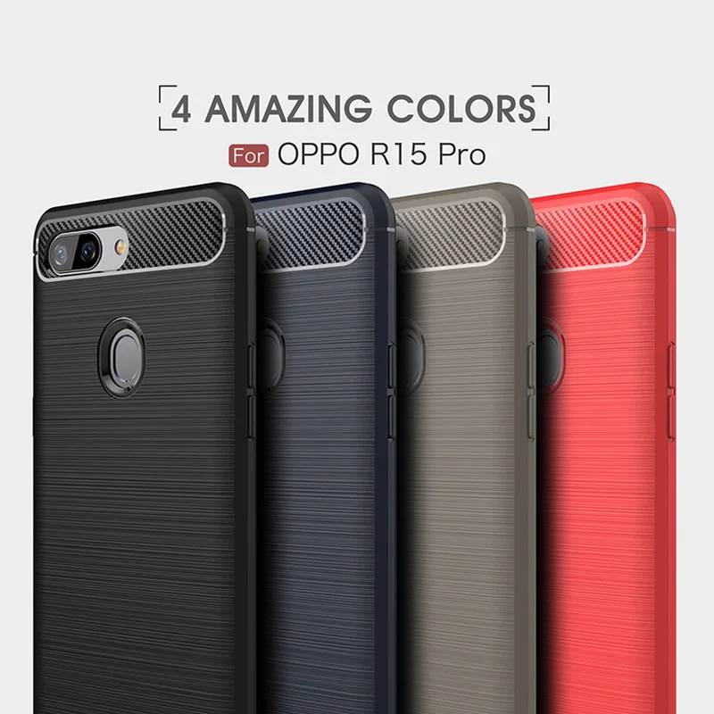 

1Pcs Luxury Mobile Phone Cases for OPPO R15Pro Silicone Drop Protection Gel carbon fiber Soft Shell