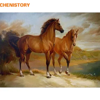 

CHENISTORY Animal Horse DIY Painting By Numbers Paint On Canvas Kits Drawing Painting By Numbers For Living Room Home Wall Decor