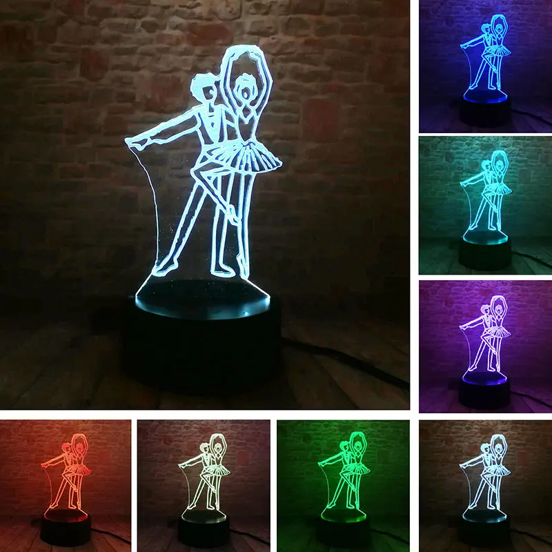 Dance Model 3D Illusion LED NightLight Colourful Flash Light Touch 