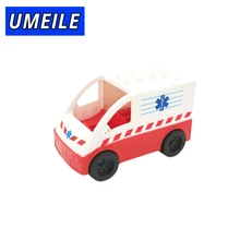 UMEILE Brand Original Classic City Ambulance Model Block Kids Toys Vehicle Boy Girl Juguetes Compatible with Duplo