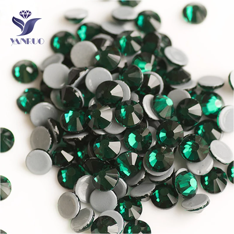 

YANRUO 2058HF SS20 Emerald 1440Pcs Strass Hot Fix Rhinestones Flat Back DIY Hotfix Glass Crystal For Jewelry Craft