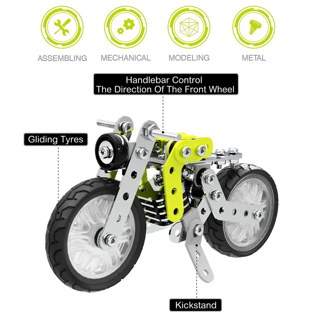 Из нержавеющей стали в стиле ретро мотоцикл строительные блоки обучающая детская игрушка 3D металлическая головоломка модель строительный