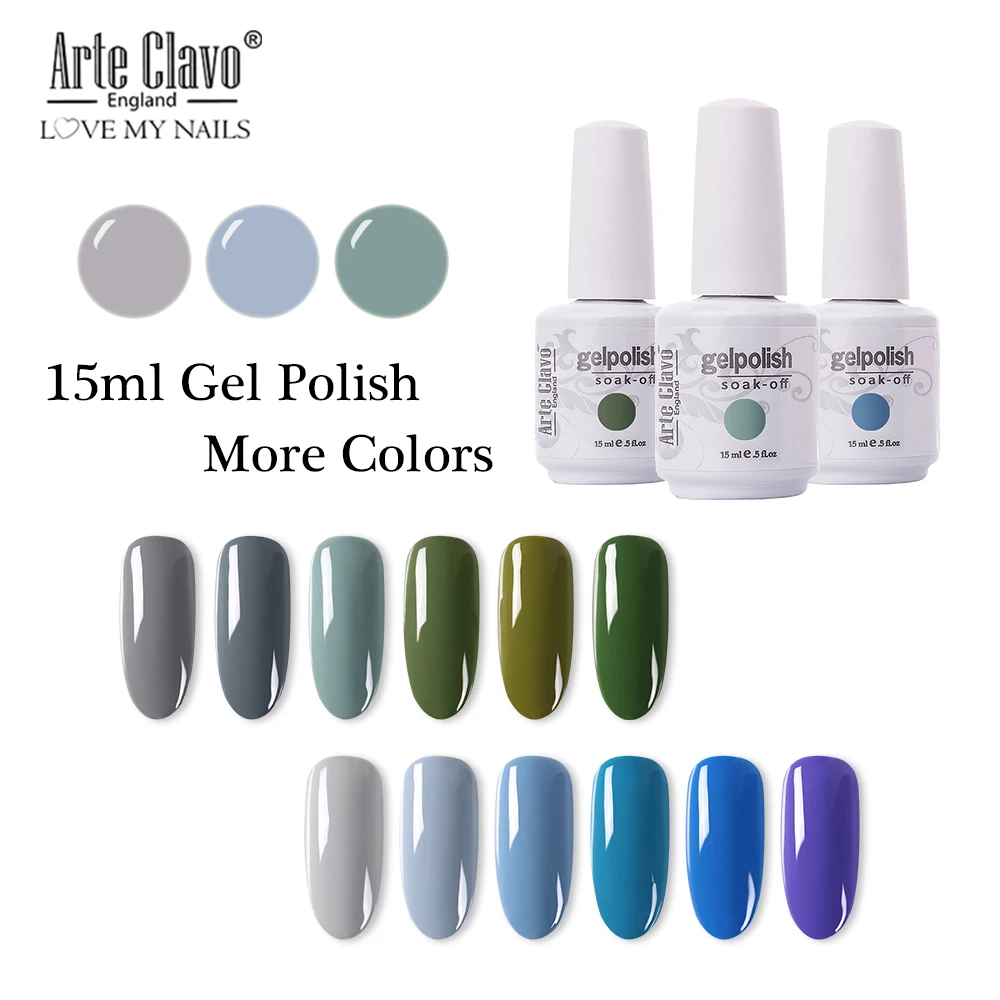 Arte Clavo 15ML Blue Color Series Gel Nail Polish Hybrid Paint Lucky Varnishes UV Set Semi Permanent Manicure Lacquer | Красота и