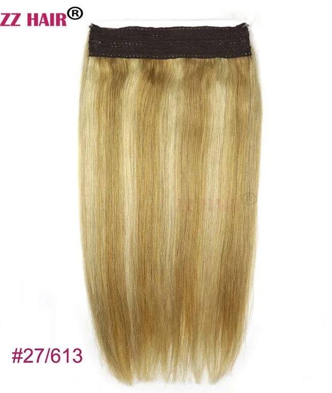 ZZHAIR 80 г-200 г 1"-26" машинное производство, remy hair Halo Hair, накладные человеческие волосы, комплект из одного предмета, не заколки, рыбья линия волос