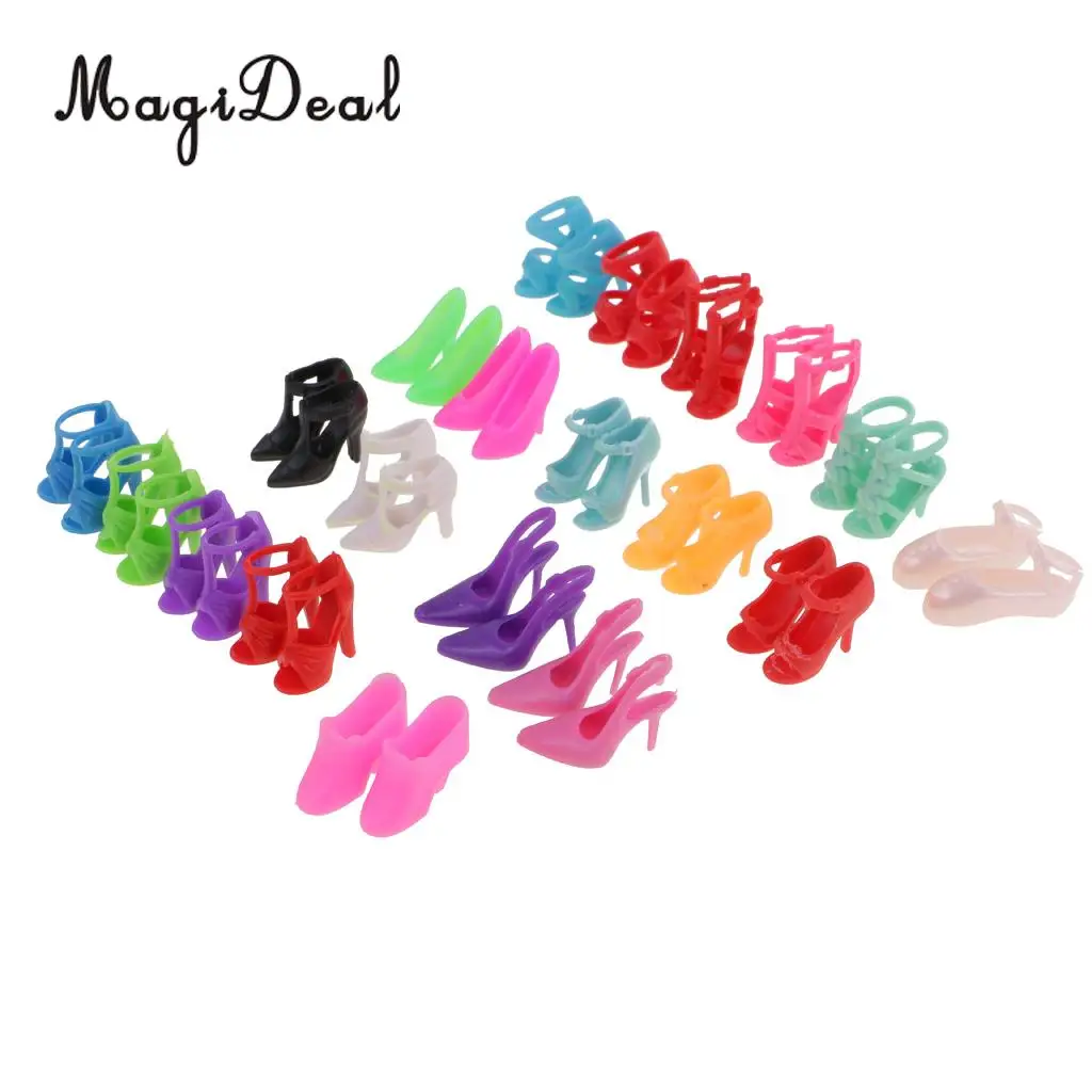 MagiDeal Colorful 20 Pairs 2cm PVC Doll Boots Shoes High Heel Sandals for Dolls Dollhouse Decoration Children Girls Cute Toy