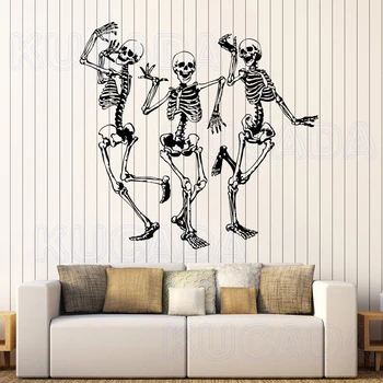 

Creative Vinyl Wall Decal Funny Dancing Skeletons Party Horror Halloween Stickers Unique Gift DIY Decoration Wallpaper JG4207