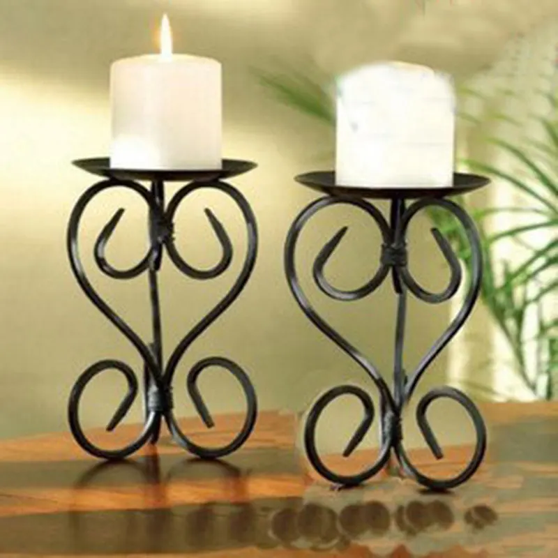 2pcs/pack European style Metal Candle Holder shelf Classic design Metal Candlesticks flat iron home accent 2pcs/pack European style Metal Candle Holder shelf Classic design Metal Candlesticks flat iron home accent