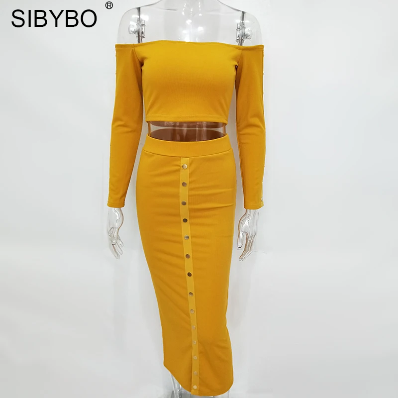Женское платье Sibybo длинное облегающее с длинным рукавом без бретелек на кнопках