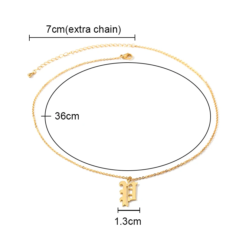 Готическое Старое Английское первоначальное A-Z ожерелье из нержавеющей стали Древние английские ожерелья с буквой персонализированные ювелирные изделия