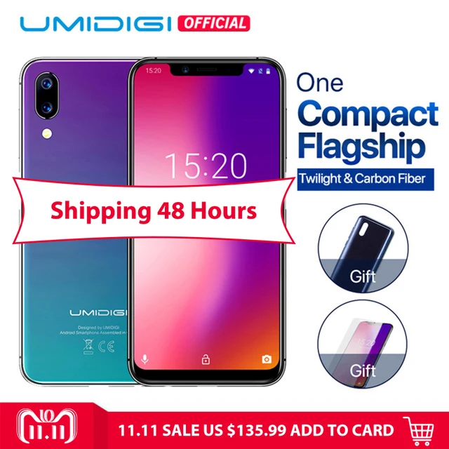UMIDIGI واحد النسخة العالمية 5.9 "fullsurface الهاتف المحمول الروبوت 8.1 P23 الثماني النواة 4 جيجابايت 32 جيجابايت الذكي 12MP + 5MP المزدوج 4 جرام الهاتف المحمول