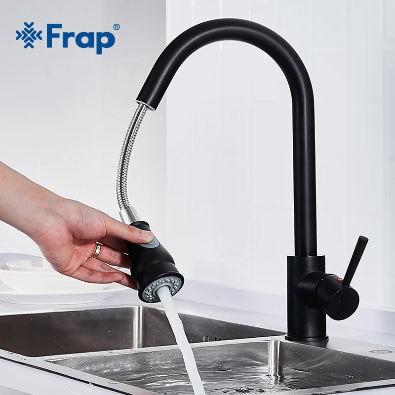 

Frap Newly Arrived Pull Out Kitchen Faucet Black Sink Mixer Tap Sprayer Two Ways Spout Kitchen Hot and Cold Water Faucets Y40080