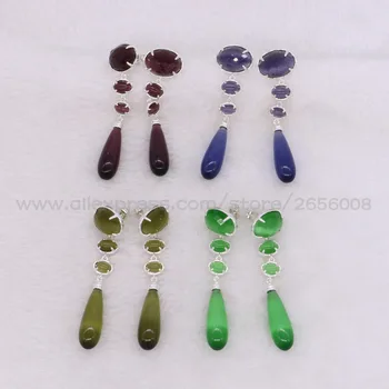 

3 Pairs Mix colors water drop Crystal stones earrings metal jewelry Slim stone earring Trendy jewelry for women 2446