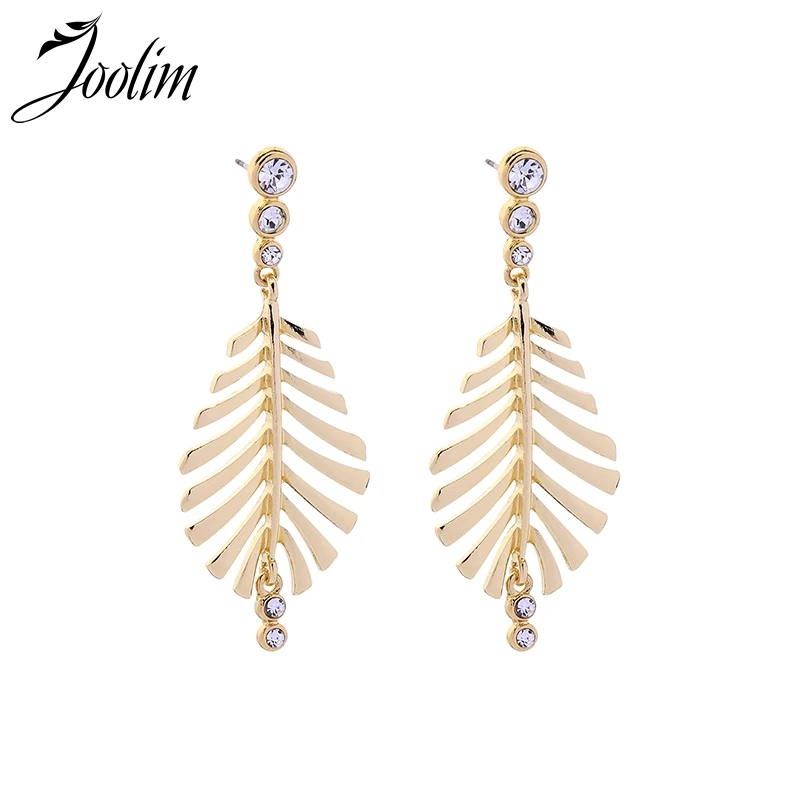 

Joolim Jewelry Wholesale/Gold Color Leaf Drop Earring Trendy Earrings for Women