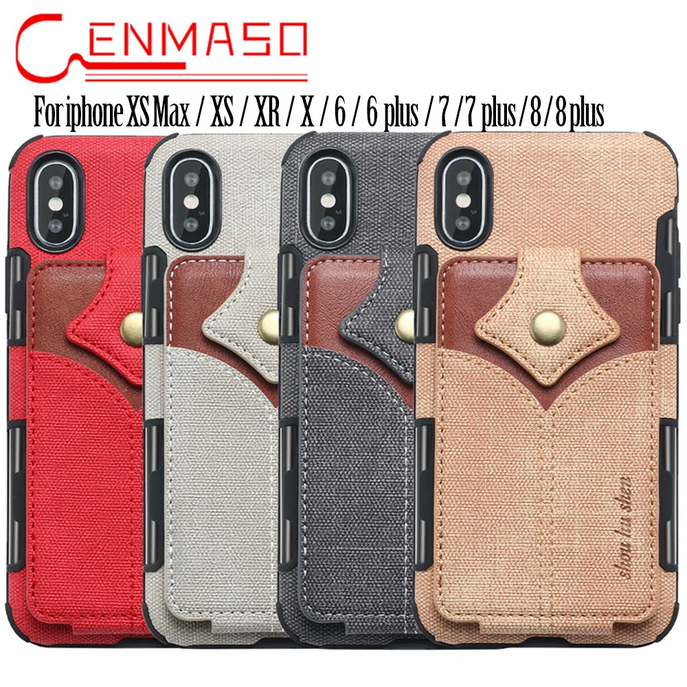 

Case for iPhone X XS XR XS Max Cover High Grade Leather with Soft Fabric Thin Light Card Slot Shockproof Case for iPhone X