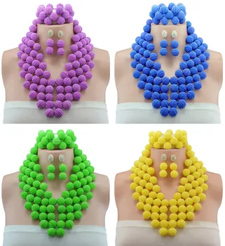 

Fashion vintage Statement Necklace Nigerian Wedding African Beads Jewelry Set Costume Jewelry Sets Beads Statement Necklace