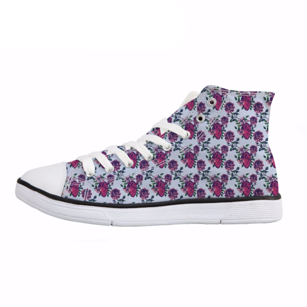 

NOISYDESIGNS 3D Anatomical Hearts Print Female Vulcanize Shoes Spring High Top Canvas Shoes for Girls Students Fashion Flat Shoe