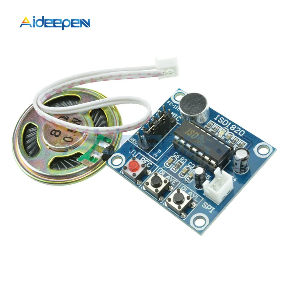 

ISD1820 Recording Module Voice Playback Module Mic Sound Audio Telediphone Board With Microphones Loudspeaker for Arduino