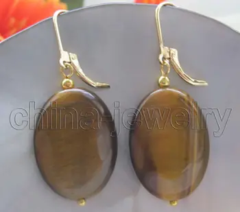 

FREE shipping> >>> Beautiful13x18mm tiger eye earring - gold filled