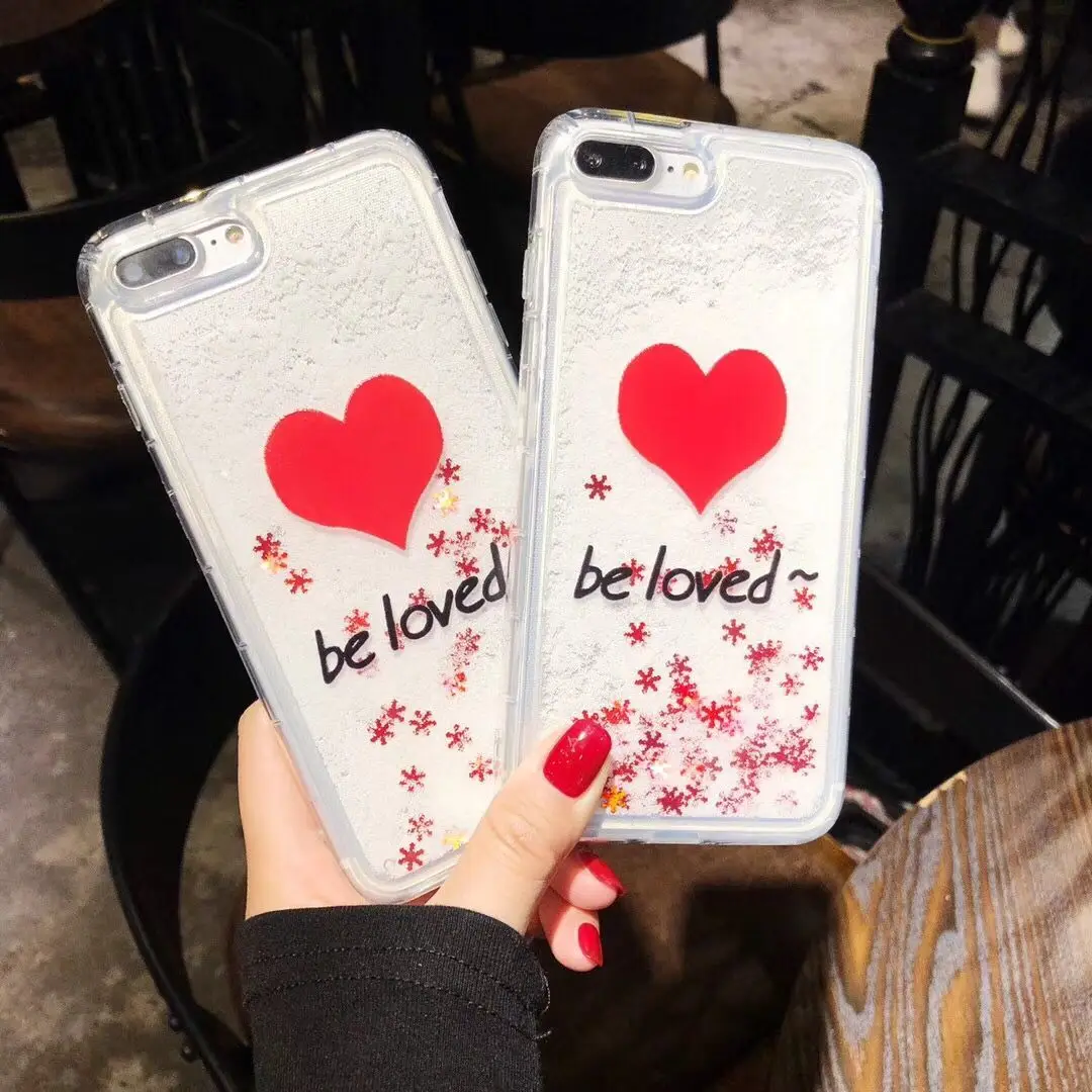 Simple Beloved Love Quicksand Cell Phone Case For iphone X 6 6S 7 8 Plus Letter Ladies Cover | Мобильные телефоны и