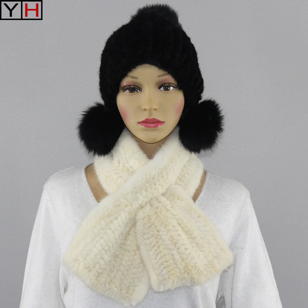 Winter Women Real Mink Fur Scarf Fashion Natural Fur Scarf Women Neck
