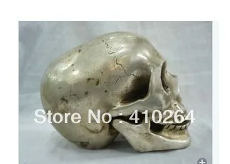

old craft free shing Collectable tibet silver big skull death's head netsuke (A0321)