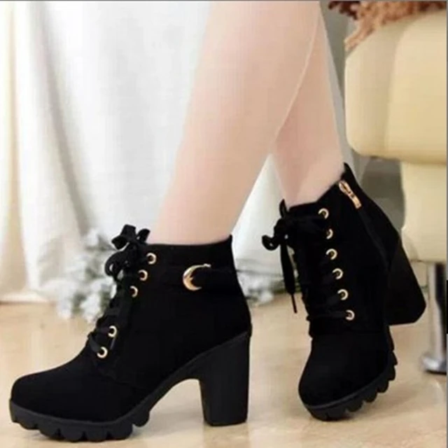 Moda 2016 Mujeres Del Invierno Martin Botas de Las Mujeres verdes del Ejército damas botas de tacones altos de plataforma casuales de Tacón cm _ - AliExpress Mobile