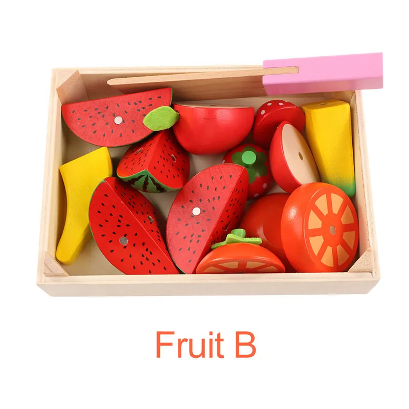 Logwood/игровой набор для резки фруктов, кухонный фруктовый Детский обучающий Обучающий набор, ролевые игры, овощи, еда, детский подарок - Цвет: Friut B