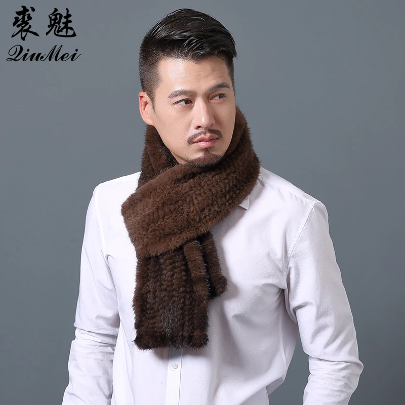 2018 Modern Men Mink Fur Shawl Good Gift Real Fur Scarf Genuine Mink