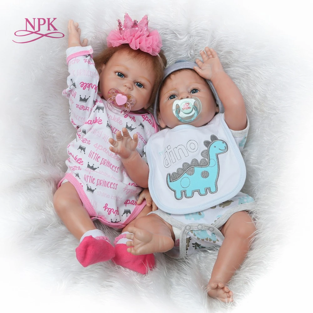 

NPK 55cm Simulation Reborn Baby Doll full Silicone body Lifelike Baby Doll with Cloth Appease Accompany Toy for Infant Girl Gift