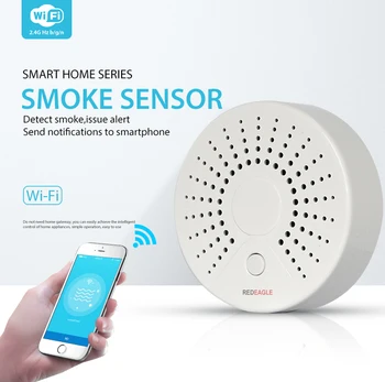 

Wireless Wifi Smoke Sensor Alarm Temperature Sensor App Push Notification Alerts No Hub Need