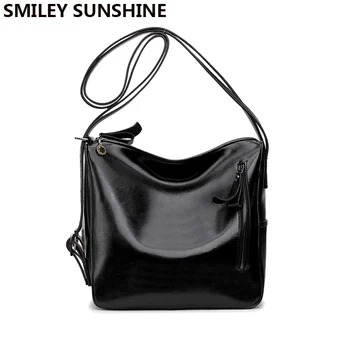 

SMILEY SUNSHINE hobo genuine leather shoulder bags women handbags new arrival luxury fashion ladies big crossbody bags female