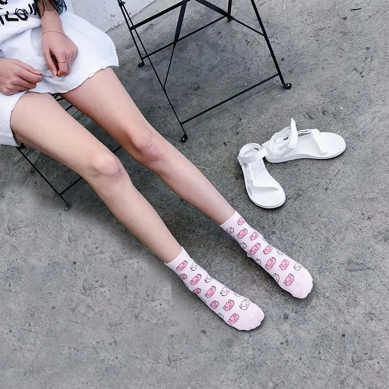 [COSPLACOOL] Красочные животные Свинья милые носки ручной работы хлопчатобумажные забавные носки женские креативные Harajuku Skarpetki Sokken Meias Feminino